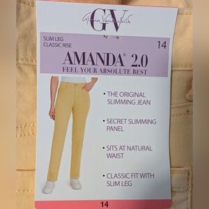 Gloria Vanderbilt Slim-Leg Jeans in Pale Yellow - NWT